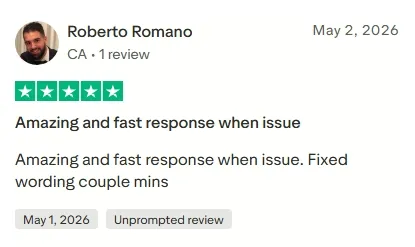 Trustpilot review from a ZyroTV customer, 2 of 9