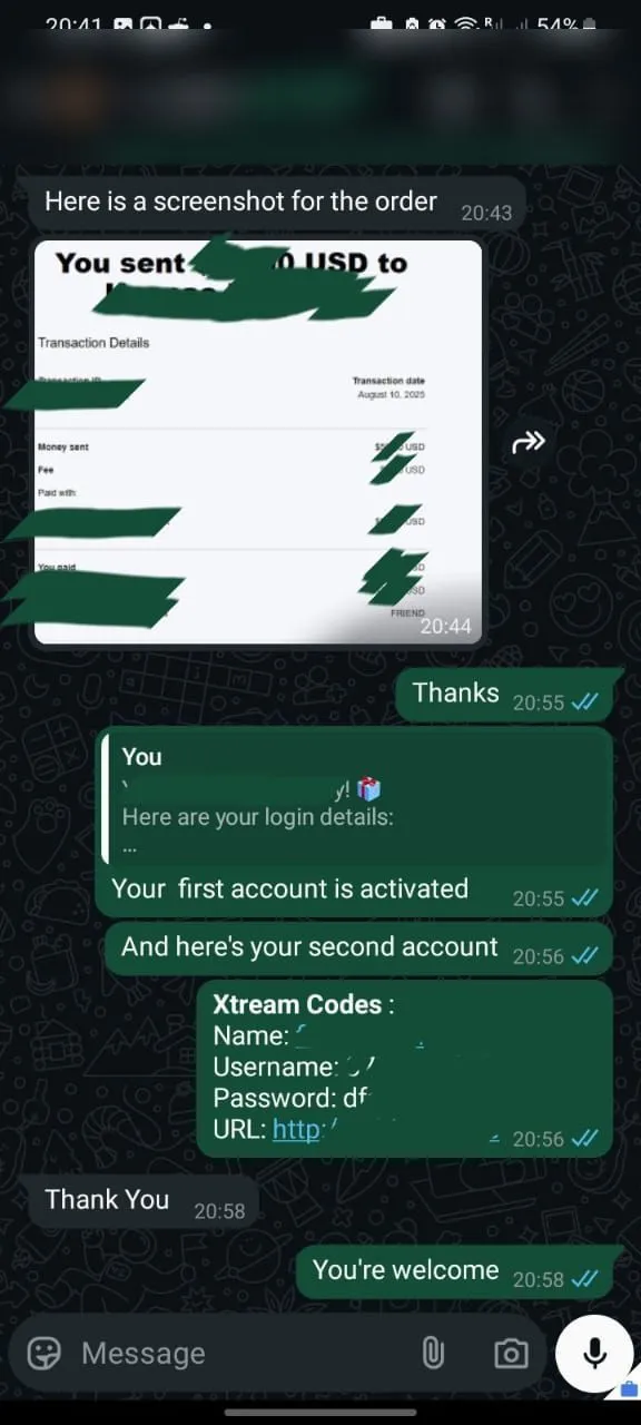 WhatsApp conversation with a ZyroTV customer, 4 of 11