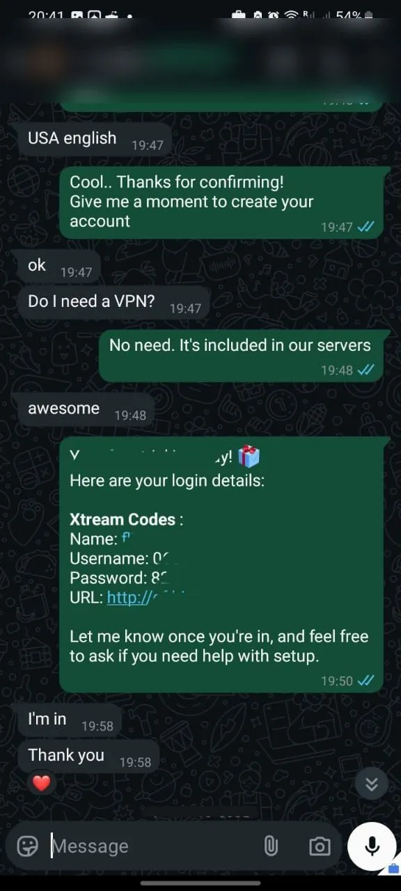 WhatsApp conversation with a ZyroTV customer, 5 of 11