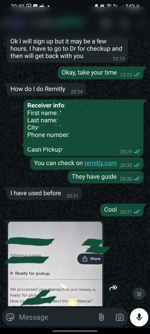 WhatsApp conversation with a ZyroTV customer, 6 of 11